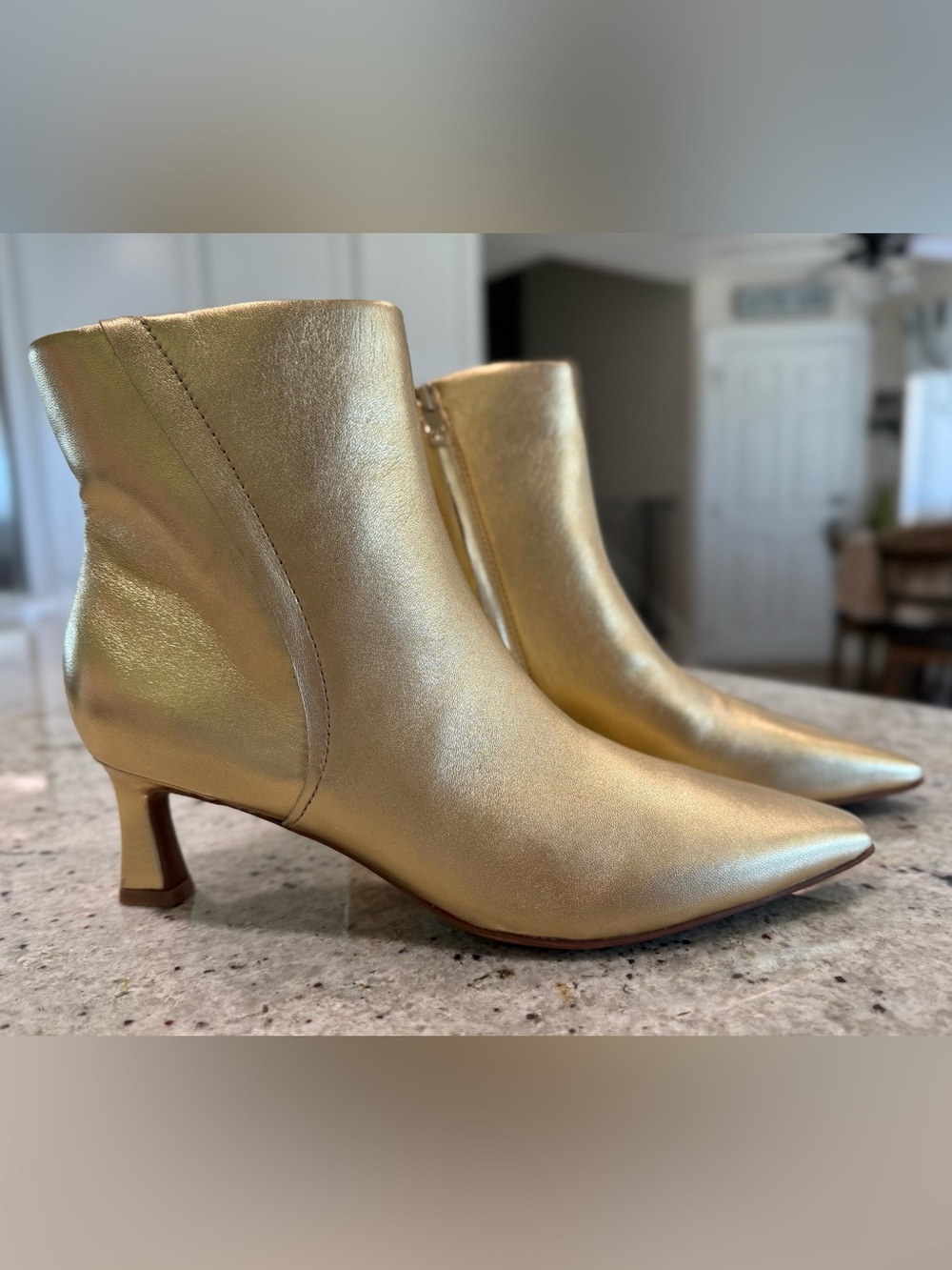 Naturalizer "Deesha" Bootie Metallic Gold Pointed Toe Ankle Boots